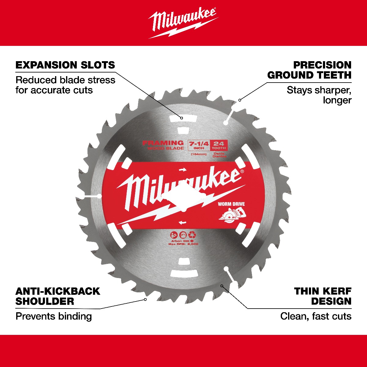 7-1/4" 24T Construction Worm Drive Framing Contractor Pack (25PK)