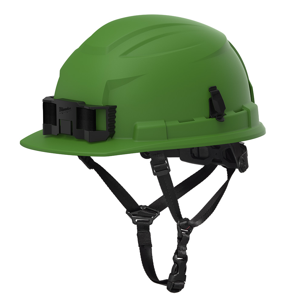 BOLT™ 4PT Green Front Brim Non-Vented Safety Helmet  - Type 2, Class E