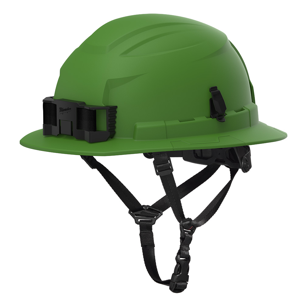 BOLT™ 4PT Green Full Brim Non-Vented Safety Helmet  - Type 2, Class E