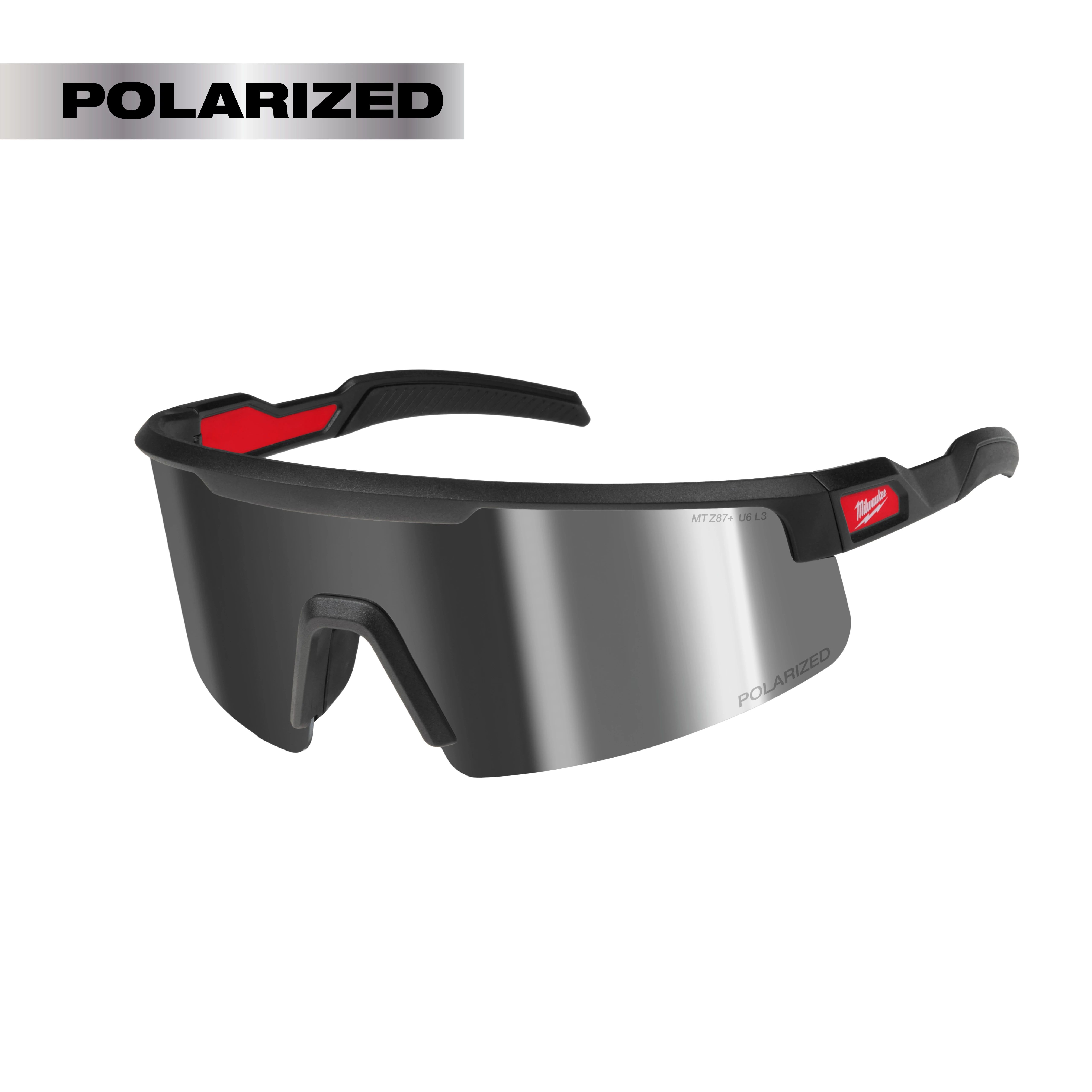 Polarized Wrap Around Safety Glasses - Mirrored Dual Coat Lenses
