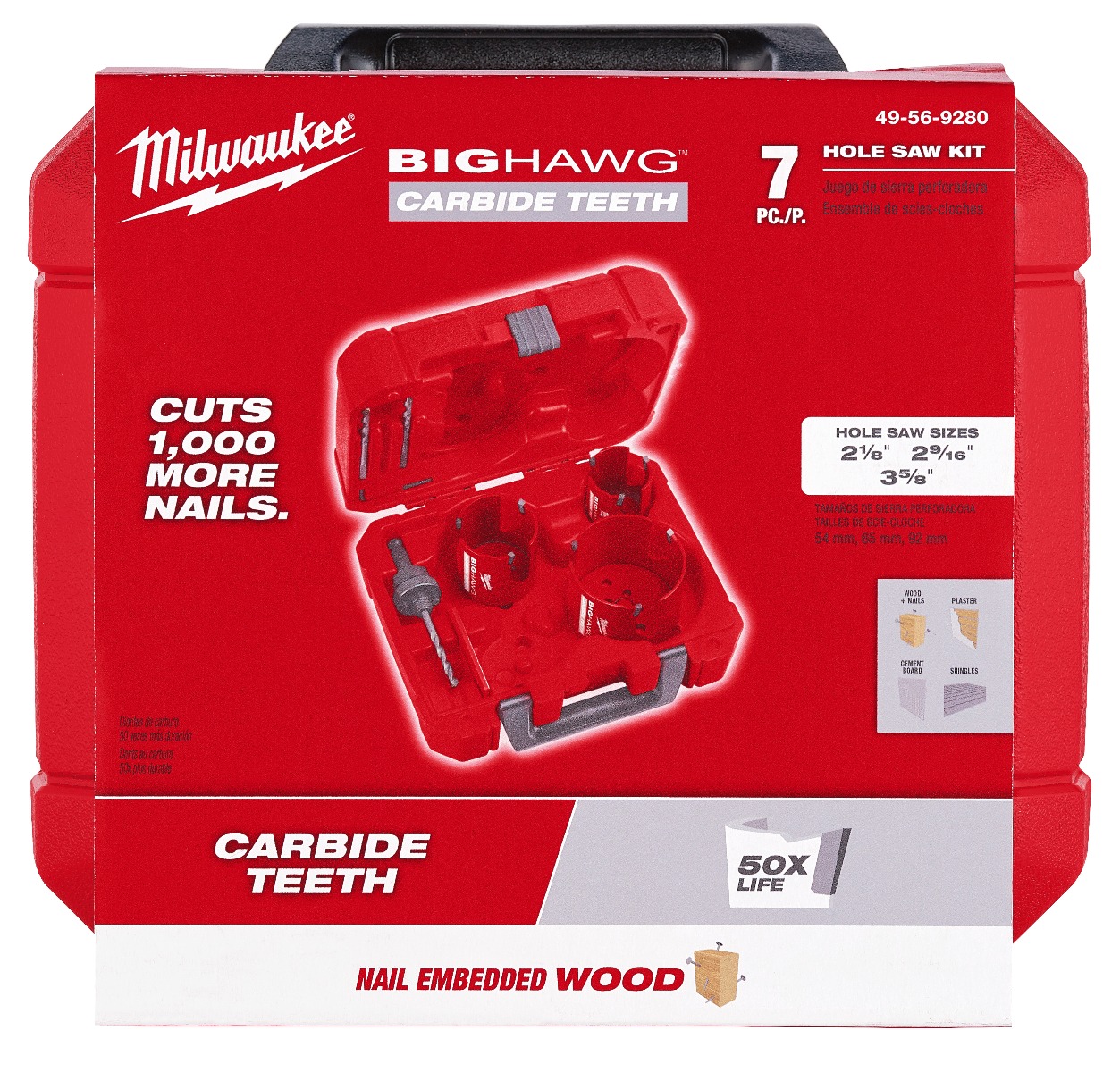 Milwaukee 7 PC BIG HAWG™ with Carbide Teeth Hole Saw Kit