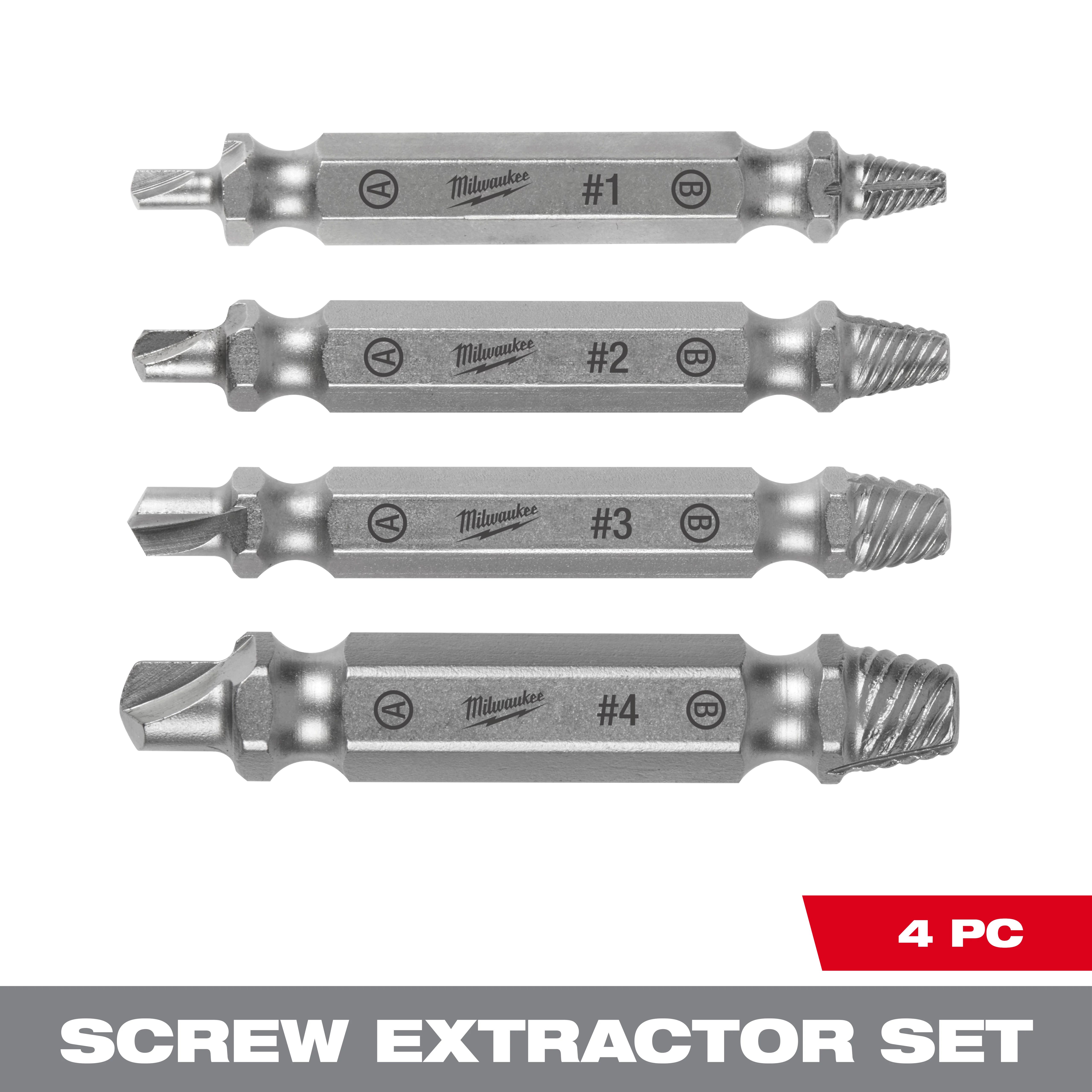 4PC M2 Steel Screw Extractor Set