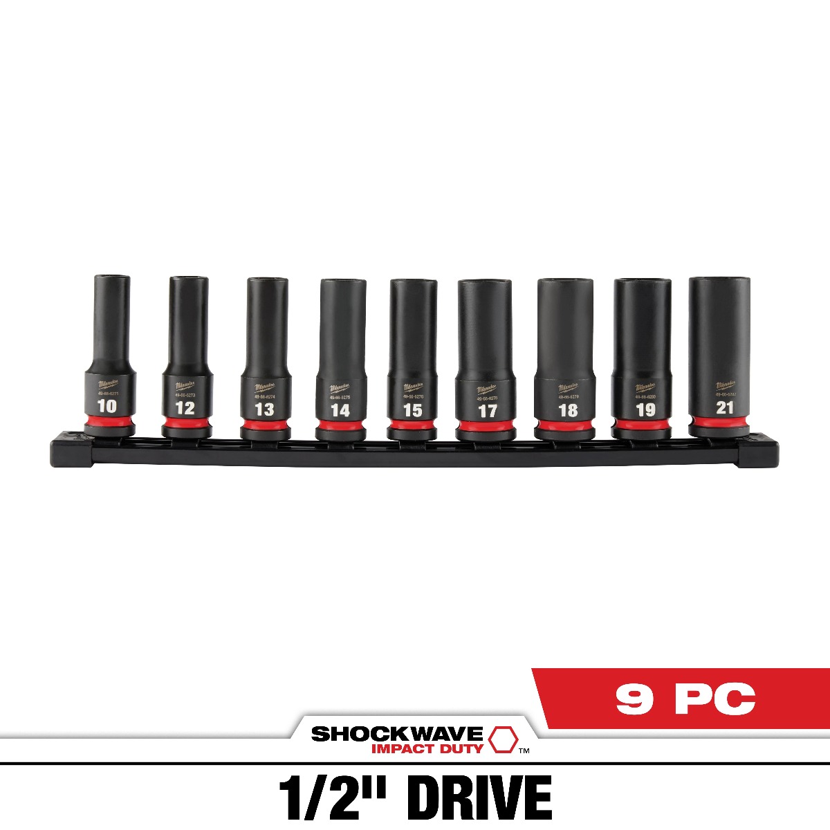 9PC SHOCKWAVE Impact Duty™ 1/2" Drive Metric Deep 6 Point Socket Set