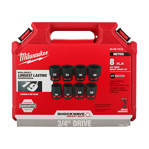 8PC SHOCKWAVE Impact Duty™ 3/4" Drive Metric Standard 6 Point Socket Set