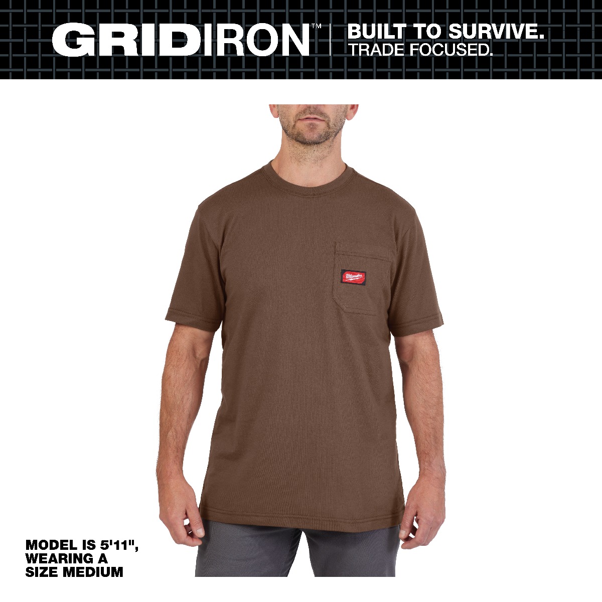 HEAVY DUTY POCKET T - SS BROWN - LARGE