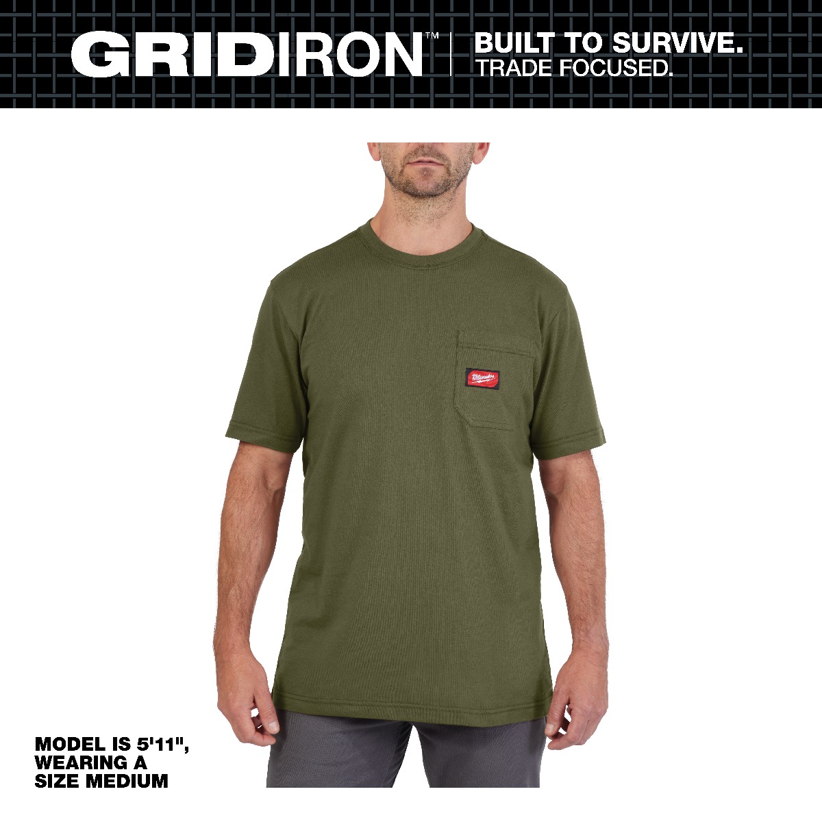 HEAVY DUTY POCKET T - SS GREEN - 2XLarge