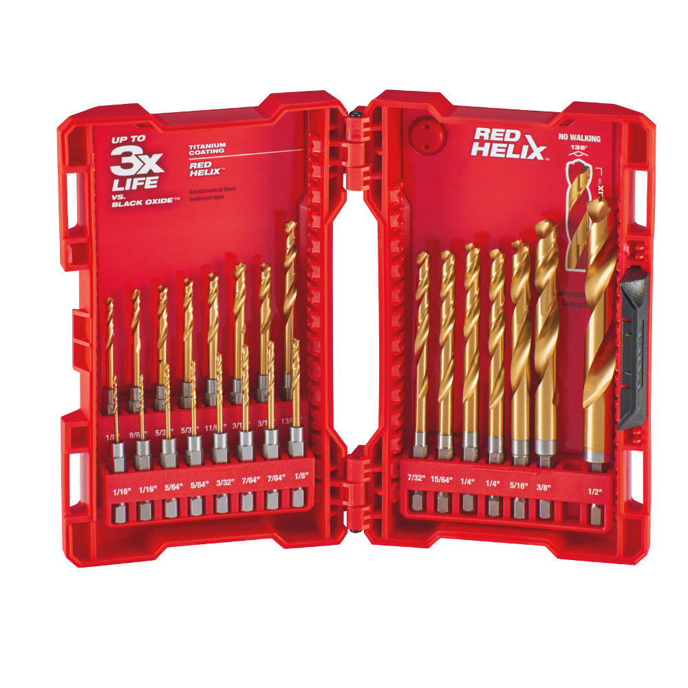 SHOCKWAVE RED HELIX Titanium Drill Bit Set - 23 PC