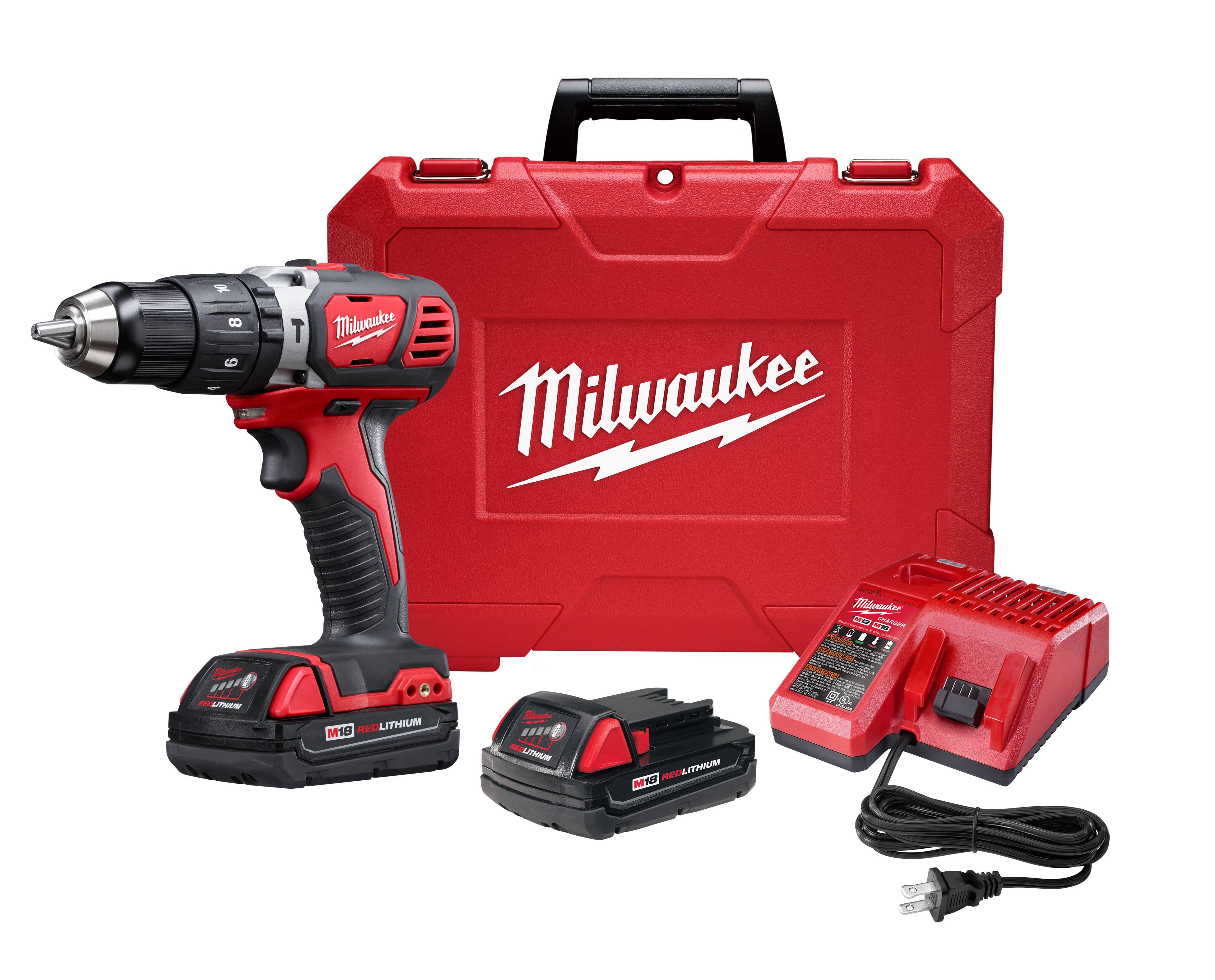 M18 18 Volt Lithium-Ion Cordless Compact 1/2 in. Hammer Drill Driver Kit w/ Compact Batteries