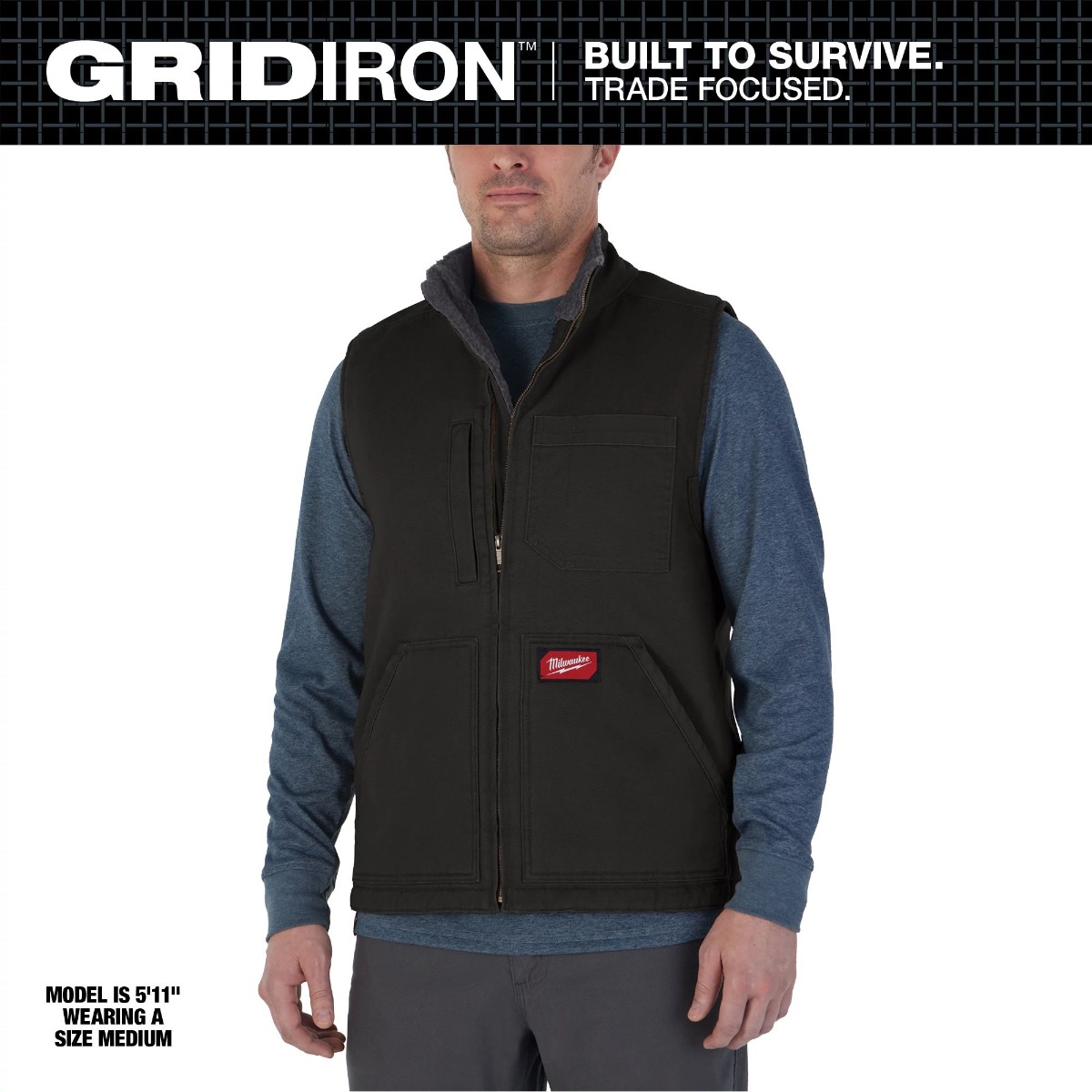 GRIDIRON™ Sherpa-Lined Vest - Black - 3X-Large