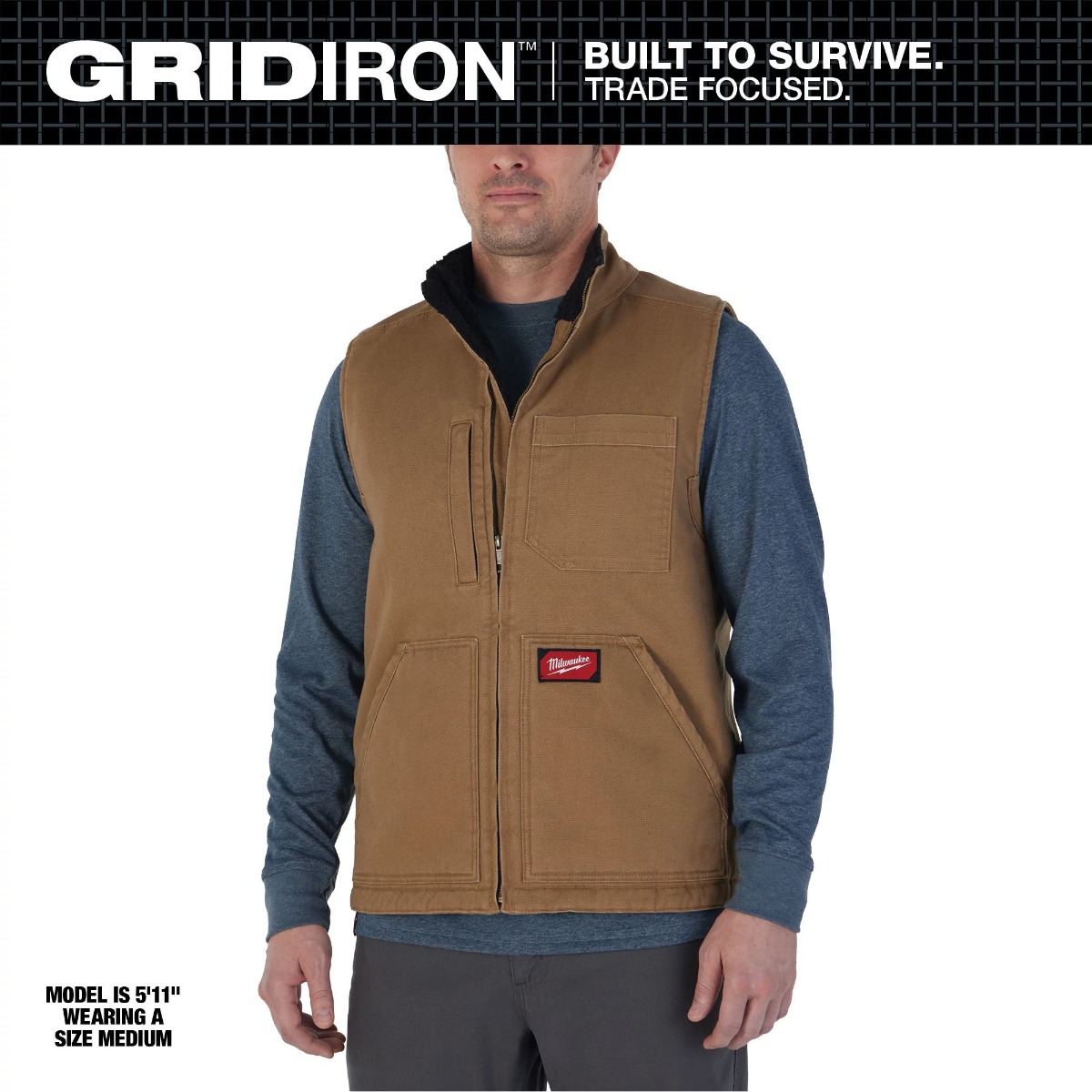 GRIDIRON™ Sherpa-Lined Vest - Brown - 2X-Large
