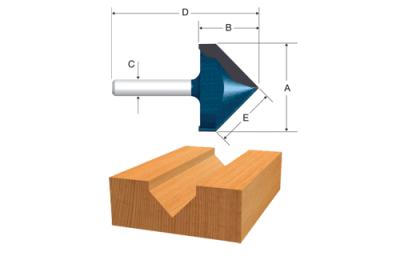 90° x 3/4 In. Carbide Tipped V-Groove Bit