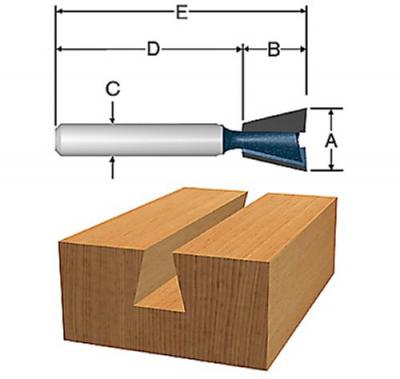 Dovetail Router Bit 1/4-Inch Shank 1/2-Inch Cut 1/2-Inch Diameter