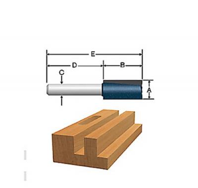 1/2-Inch Diameter 1-Inch Cut Carbide Tipped Double Flute Straight Router Bit 1/4-Inch Shank