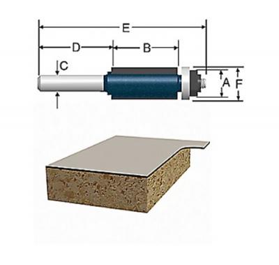 Carbide Tipped 1/2 x 1 Flush Trim w/ Ball Bearing 2 Flute 1/4" Shank