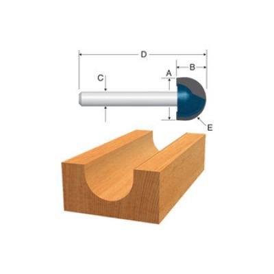 1/2 in. x 3/8 in. Core Box Carbide-Tipped Router Bit