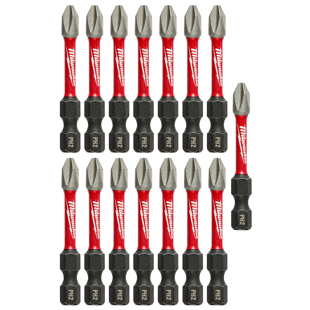 SHOCKWAVE 2 in. Impact Phillips #2 Power Bits - 15-Piece Contractor Pack