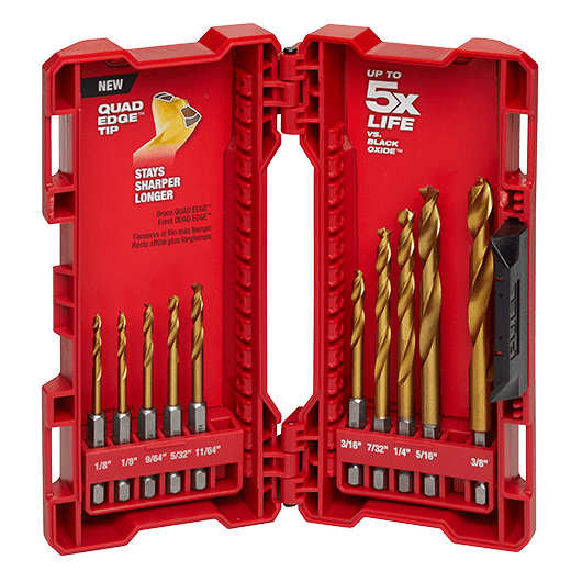 10 PC SHOCKWAVE™ RED HELIX™ Titanium Drill Bit Set
