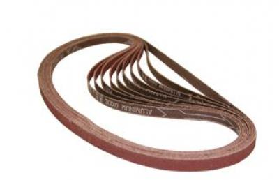 3/8" x 21" Aluminum Oxide Abrasive Sanding Belts - Grit 40 - 10/pk