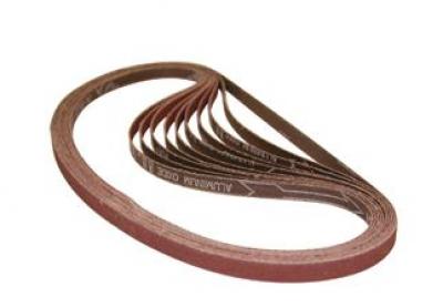 1/4" x 21" Aluminum Oxide Abrasive Sanding Belts - Grit 40 - 10/pk