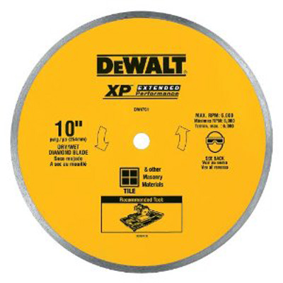 10-Inch Wet Cutting Continuous Rim Saw Blade with 5/8-Inch Arbor for Ceramic or Tile