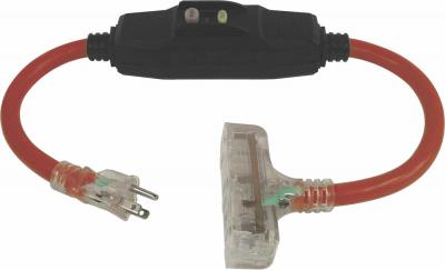 3ft. Extension Cord - Triple Tap, SJTW - Red
