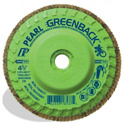 4-1/2 x 5/8-11 Greenback™ Zirconia Maxidisc™ Flap Discs for Metal/Stainless Steel, Type 29 Shape