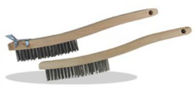 3 X 19 Curved Handle Wire Scratch Brush, Stainless Steel