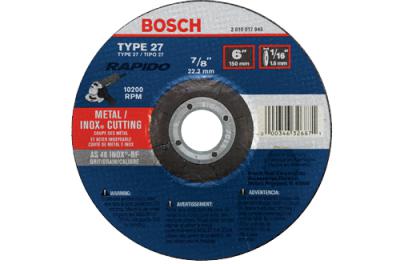  6 In. 1/16 In. 7/8 In. Arbor Type 27A (ISO 42) 46 Grit Rapido™ Fast Metal/Stainless Cutting Abrasive Wheel (25 Pack)