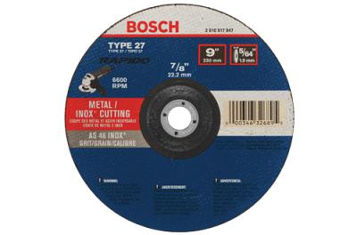 9 In. 5/64 In. 7/8 In. Arbor Type 27A (ISO 42) 46 Grit Rapido™ Fast Metal/Stainless Cutting Abrasive Wheel (25 Pack)