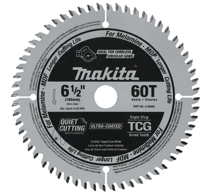 6‑1/2" 60T (TCG) Carbide‑Tipped Cordless Plunge Saw Blade