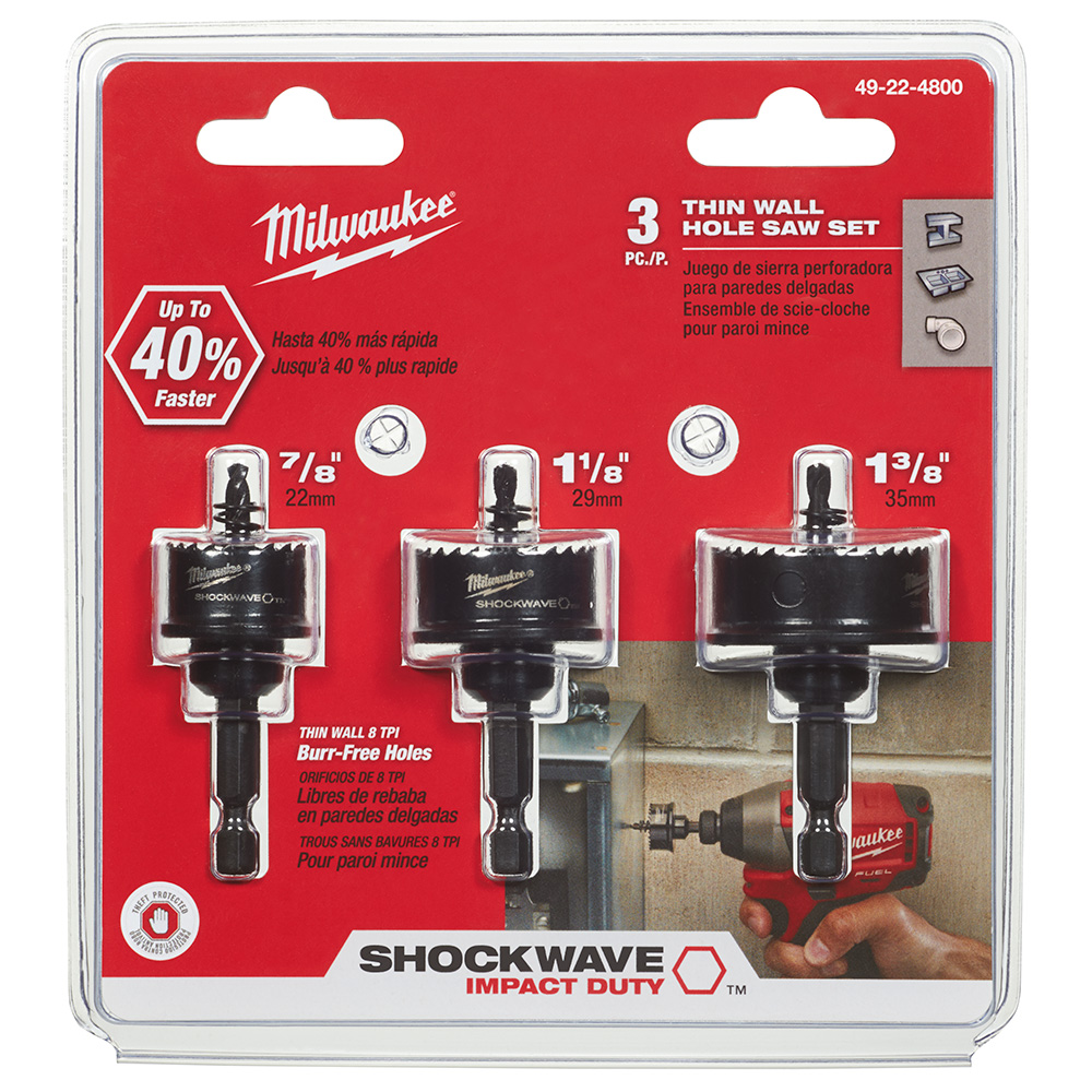 SHOCKWAVE Impact Hole Saw Set - 3 Piece