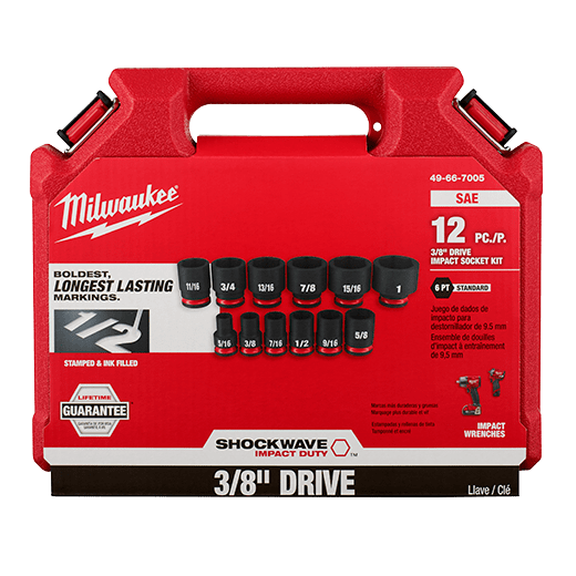 12PC SHOCKWAVE Impact Duty™ 3/8" Drive SAE Standard 6 Point Socket Set