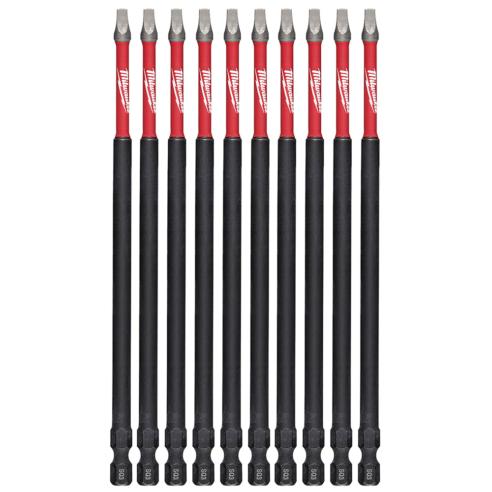 SHOCKWAVE 6 in. Impact Square Recess #3 Power Bits  - 10 Pack