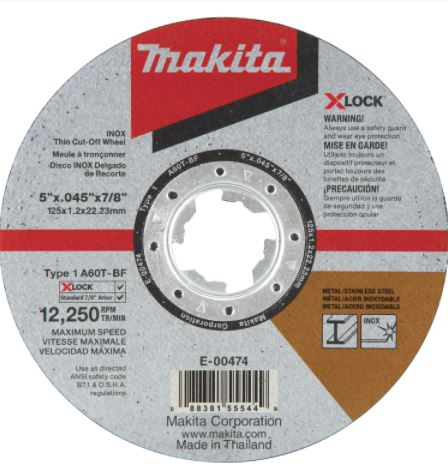 X‑LOCK 5" x .045" x 7/8" Type 1 General Purpose 60 Grit Thin Cut‑Off Wheel for Metal and Stainless Steel Cutting