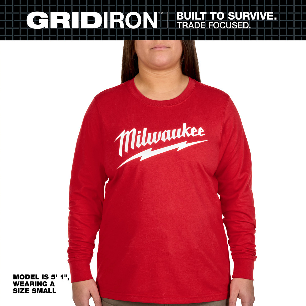 Women's GRIDIRON™ Logo Tee - Long Sleeve Red 2X