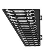 15pc Flex Head Ratcheting Combination Wrench Set - Metric