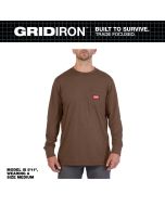 HEAVY DUTY POCKET T - LS BROWN - Small