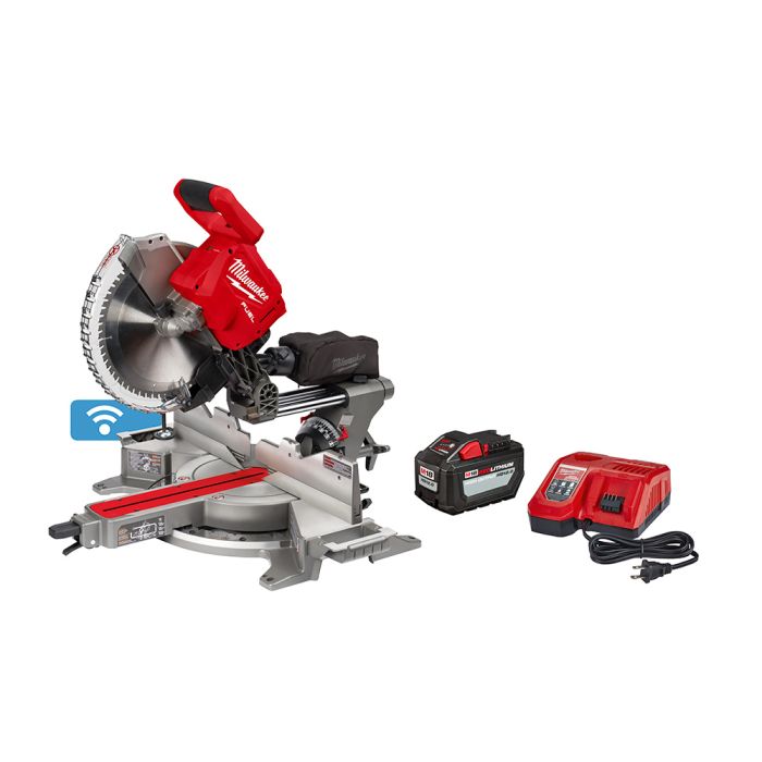 Milwaukee 2739 21HD M18 FUEL 18 Volt Lithium Ion Cordless 12 in. Dual Bevel Sliding Compound Miter Saw Kit with High Demand Battery