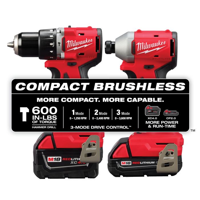 Milwaukee 3693-22CX M18™ Compact Brushless 2-Tool Combo Kit 3693-22CX