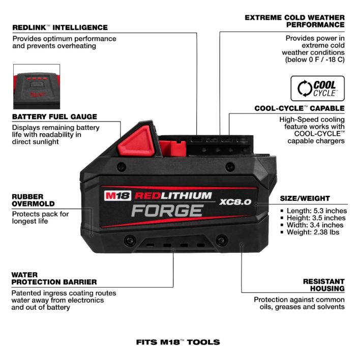 Milwaukee 48 59 1881 M18 REDLITHIUM FORGE XC8.0 STARTER KIT