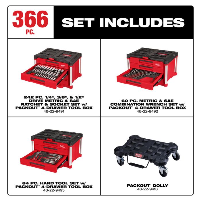 Milwaukee 48-22-9495 366pc. Master Mechanics Hand Tool Set with