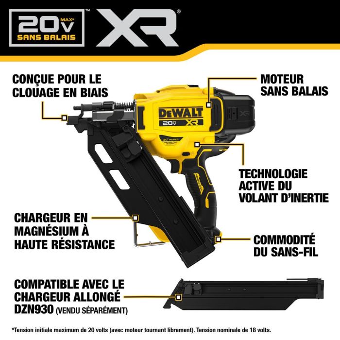 Dewalt DCN930B DEWALT 20V MAX Brushless Cordless 30 Paper Tape Framing Nailer Bare Tool