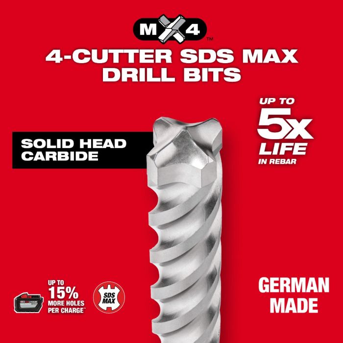 Milwaukee 48 20 3987 SDS MAX 4CT MX4 1 1 2 X 31 X 36