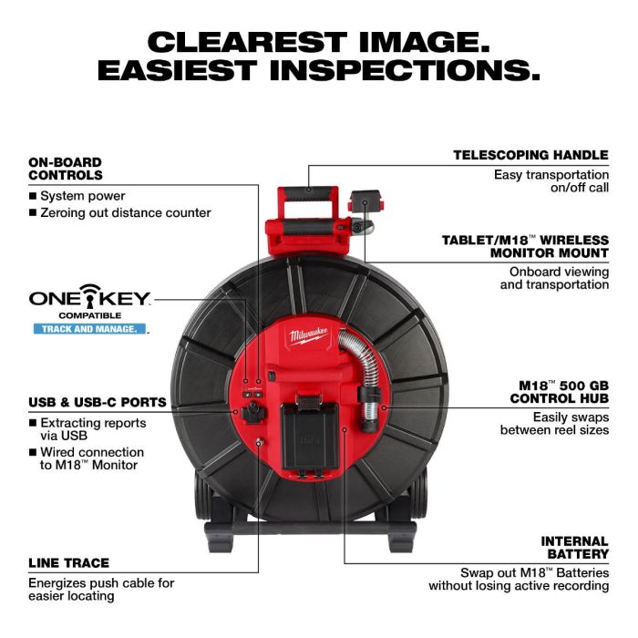 Milwaukee 2976-22 M18™ 325' Stiff Pipeline Inspection System Kit