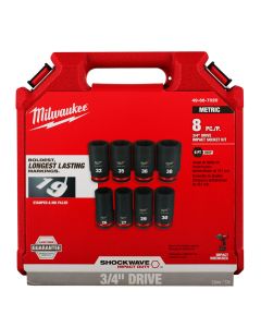 8PC SHOCKWAVE Impact Duty™ 3/4" Drive Metric Deep 6 Point Socket Set