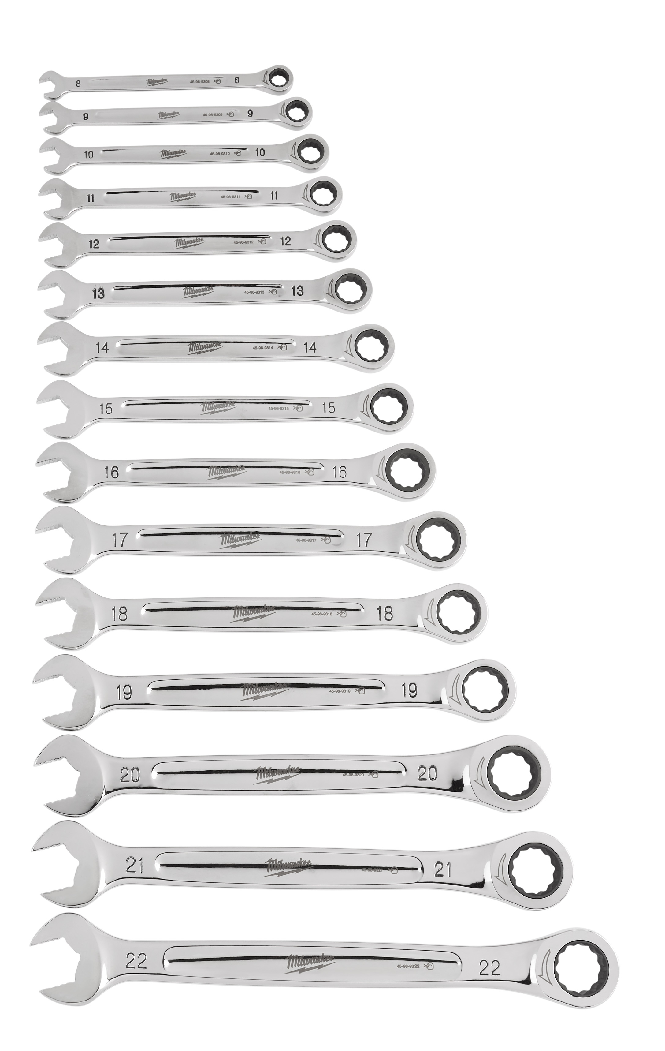 15pc Ratcheting Combination Wrench Set - Metric