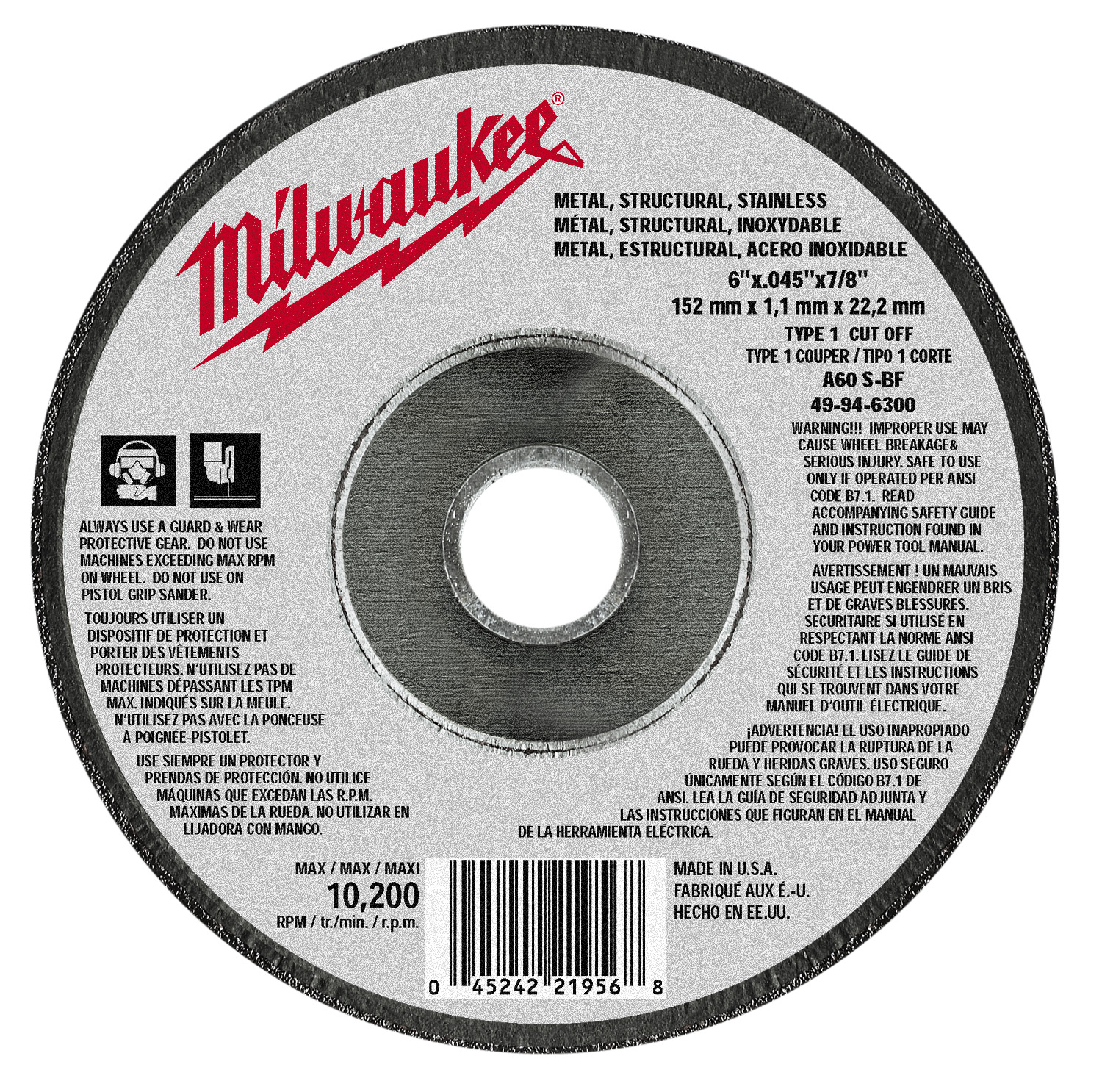 6 in. x .045 in. x 7/8 in. Cut-Off Wheel (Type 1) 25 PACK