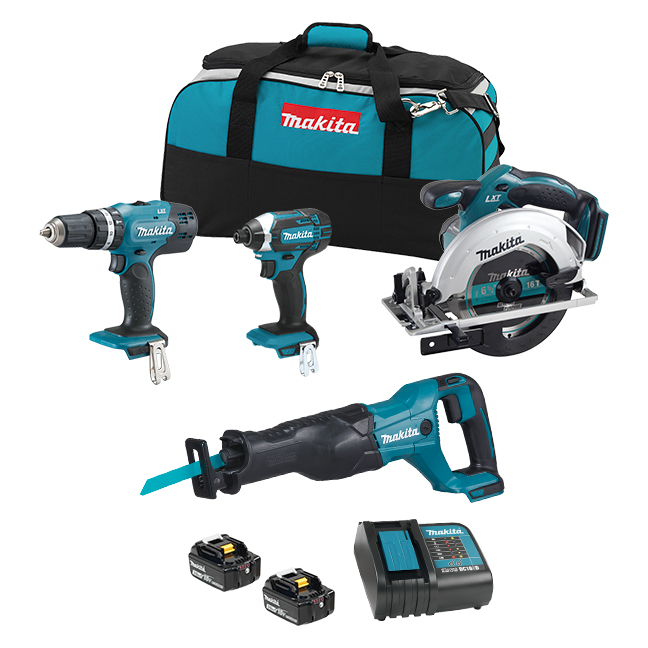 18V LXT 4 Tool Combo Kit, 3.0Ah x2 - DLX4057X1