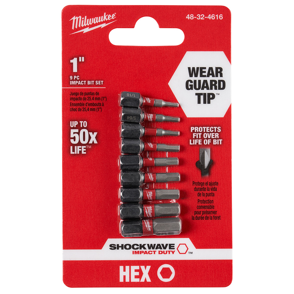 SHOCKWAVE Impact Hex Insert Bit Set - 9 Piece