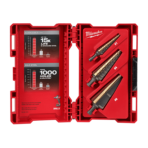 3PC COBALT STEP DRILL BIT SET ( #1, #4, #9)